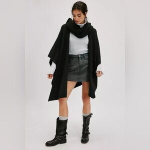 FREE PEOPLE Ellie Scarf Wrap Duster Black One Size